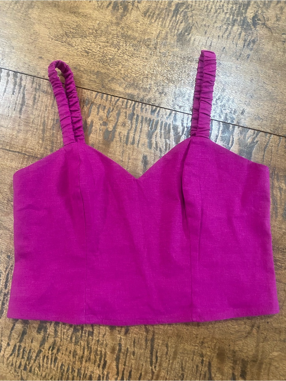Express Pink Sweetheart Neckline Linen Blend Crop Top L